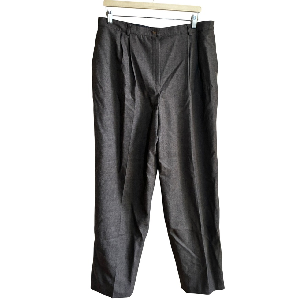 Harve Benard Wool Pleated Trousers 16 Brown Women 100% Wool Pants